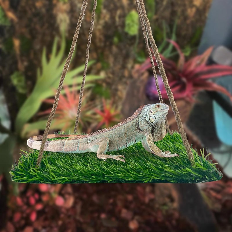FlidRunest Large Green Bearded Dragon Hammock, Soft Bearded Dragon Hammock Swing Bed, Reptile Lounger Terrarium Hanging Hammock for Hermit Crab, Bearded Dragon, Lizard - Image 3